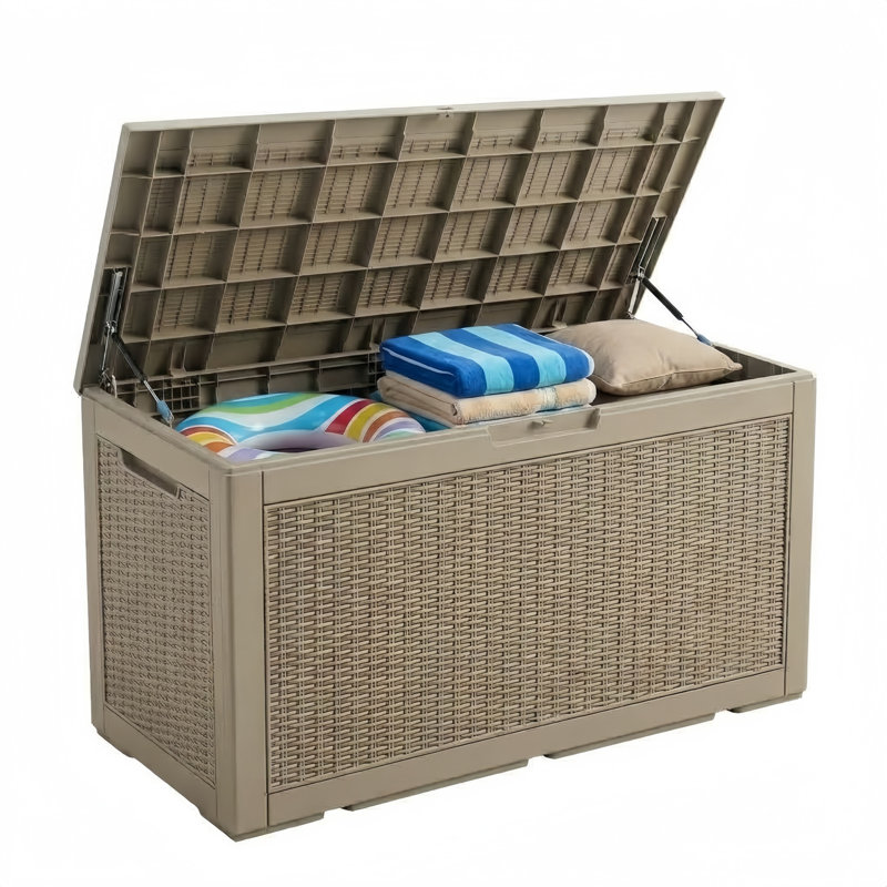 30 Gallon Water Resistant Deck Box, Light Coffee, 20.87" H x 17.09" W x 22.09" D