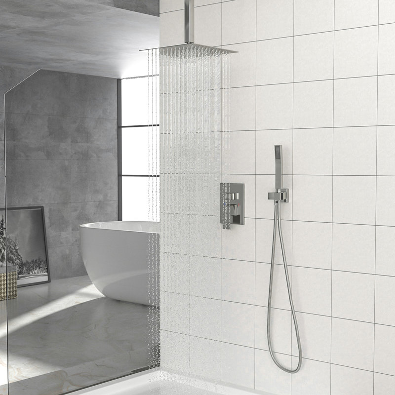 Ceiling Mounted Complete Shower System with Rough-in Valve with 12 Inches Rain Shower Head, Oil Rubbed Bronze