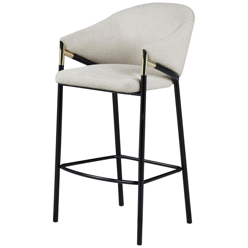 2 pièces de tabourets de bar contemporains en beige et noir brillant, avec des sièges rembourrés confortables, pour la salle à manger de 2 pièces douces et attrayantes
