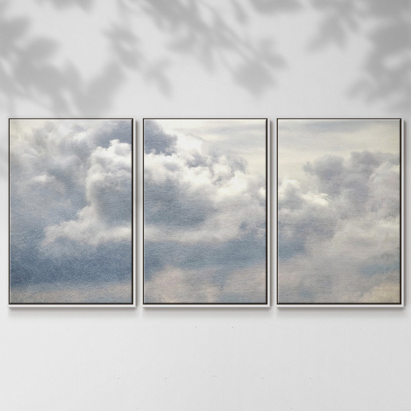 From Above II - Toile encadrée multi-pièces, H 40 po x l 78 po x P 2 po, Blanc