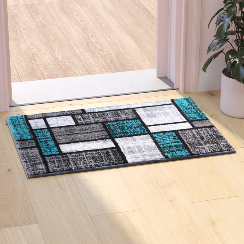 Skarthi Modern Geometric Color Block Area Rug, Rectangle 2' x 3'