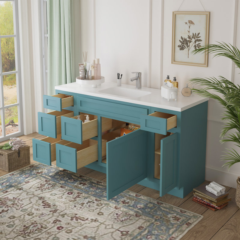Base de meuble-lavabo simple 60 po seulement, Bleu sarcelle