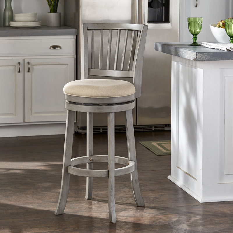 Tabouret de bar et de comptoir pivotant Jovie, Gris antique, Beige, Tabouret de bar (siège d'une hauteur de 29,96 po)