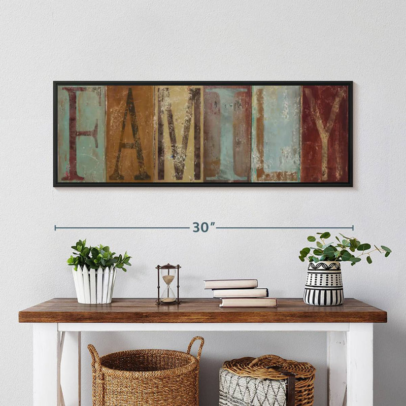 Family Wall Sign, 31" X 11", Floating Frame Black