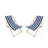 populus wood sling chair blue Stripe Broad blue Stripe folding chaise lounge chair-2PCS