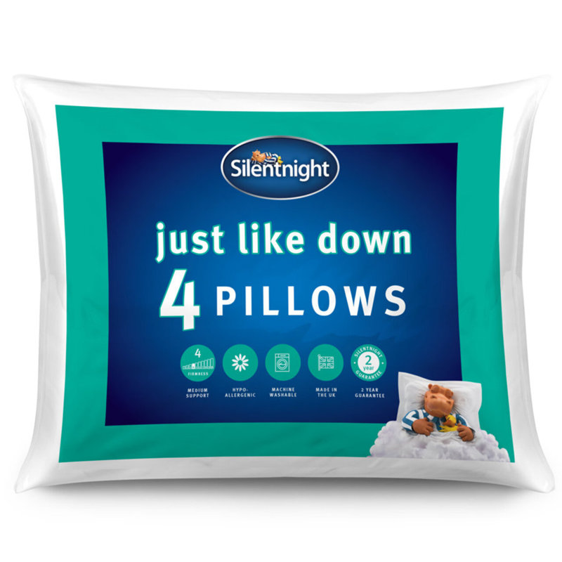 Silentnight Luxury Just Like Down Pillows With Hotel Finish - 4 Pack