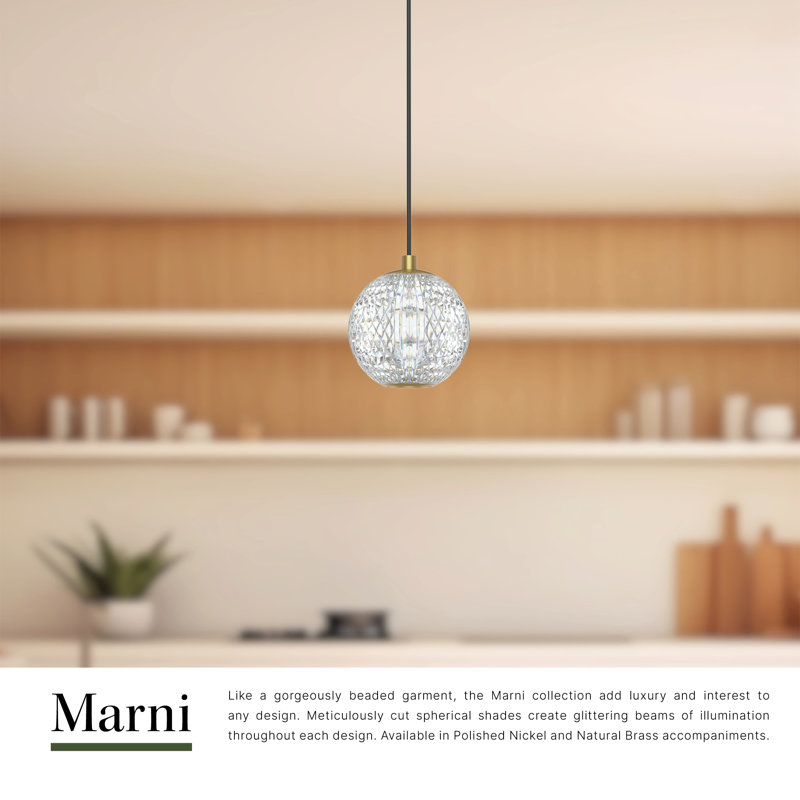 Luminaire suspendu sphère 1 lumière DEL Marni, Nickel poli