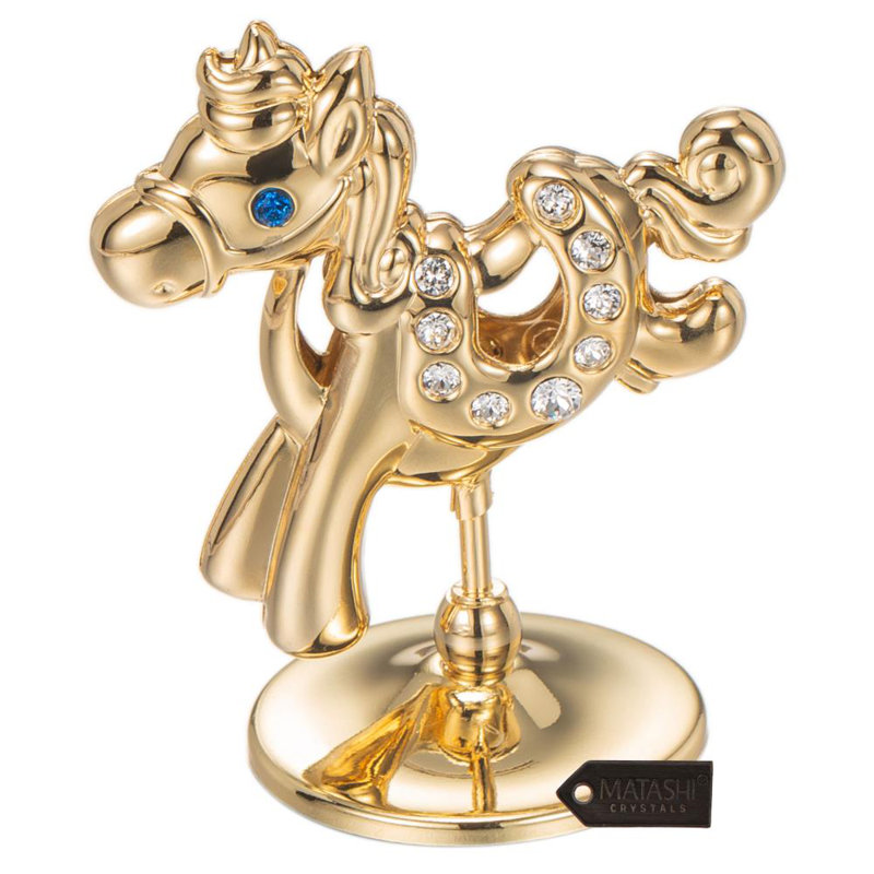 Figurine cheval de troie crystal garniture cloutée