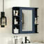 Armoire de rangement murale de salle de bain avec miroir, armoire à pharmacie avec tablette en bois réglable et portes, armoires de rangement montées avec 6 tablettes ouvertes, bleu-1227745064