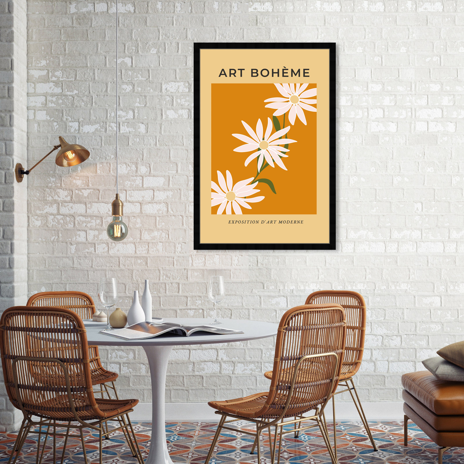 French White Daisy by Oliver Gal, Black Framed Paper, 38" H x 26" W