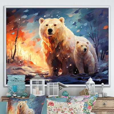 Famille d'ours polaire Starlit en hiver IV - Ours 2, art mural