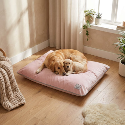 Breeze Light Pink Two-Tone Bolster Lounge Dog Bed