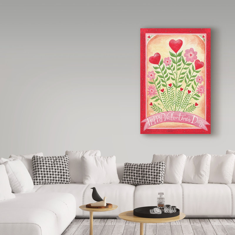 « valentines day happy fleurs », reproduction d’impression sur toile tendue, H 24 po x l 16 po x P 2 po
