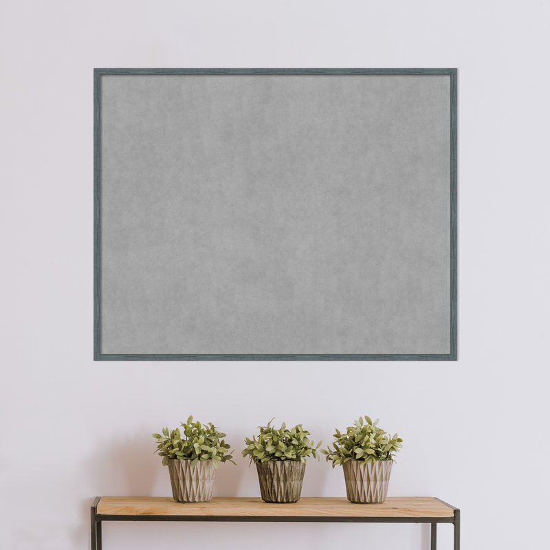 Tableau magnétique encadré étroit bleu-gris rustique, H 33 po x l 41 po