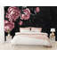 Dark Flower Pink Peony Drawing Leaves Removable Wallpaper-986187379