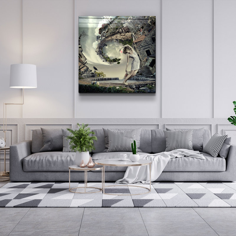 Peinture décorative en verre trempé, H 23,62 po x l 23,62 po