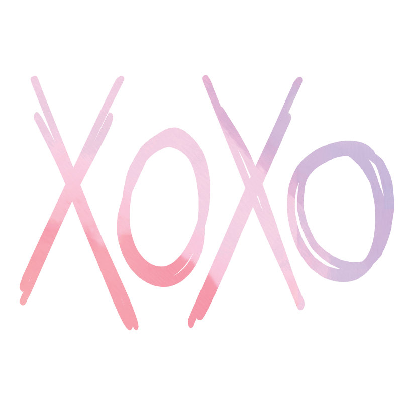 Blush Lilac XOXO - Wrapped Canvas Art Prints, 30cm H x 46cm W x 3.8cm D