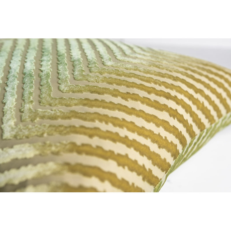 Chevron Velvet Pillow Cover & Insert, 20"H x 20"W, Scallion