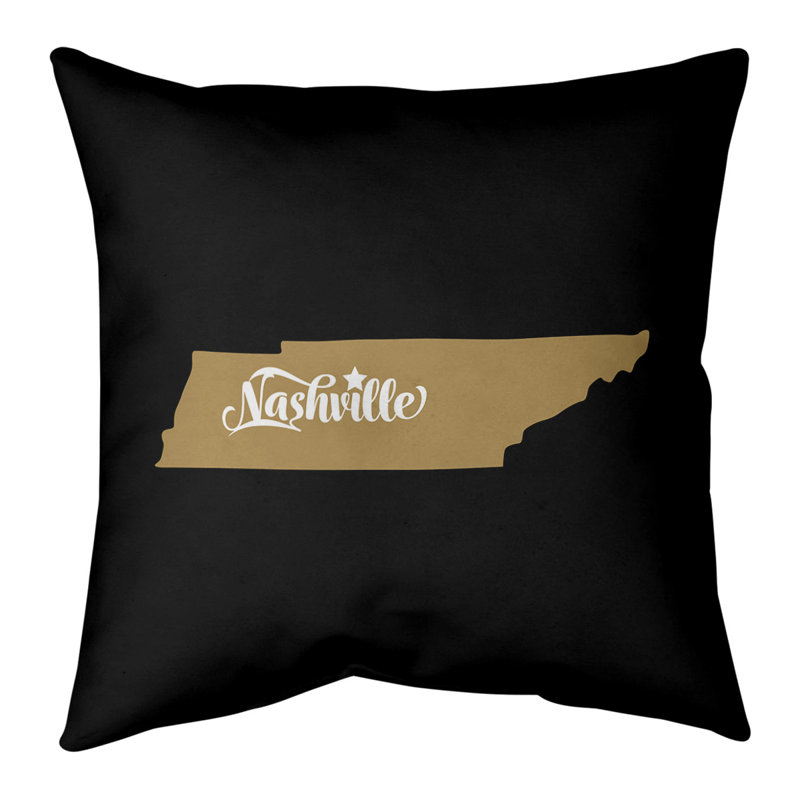 Housse de coussin, Nashville, 26 po x 26 po, Noir / or