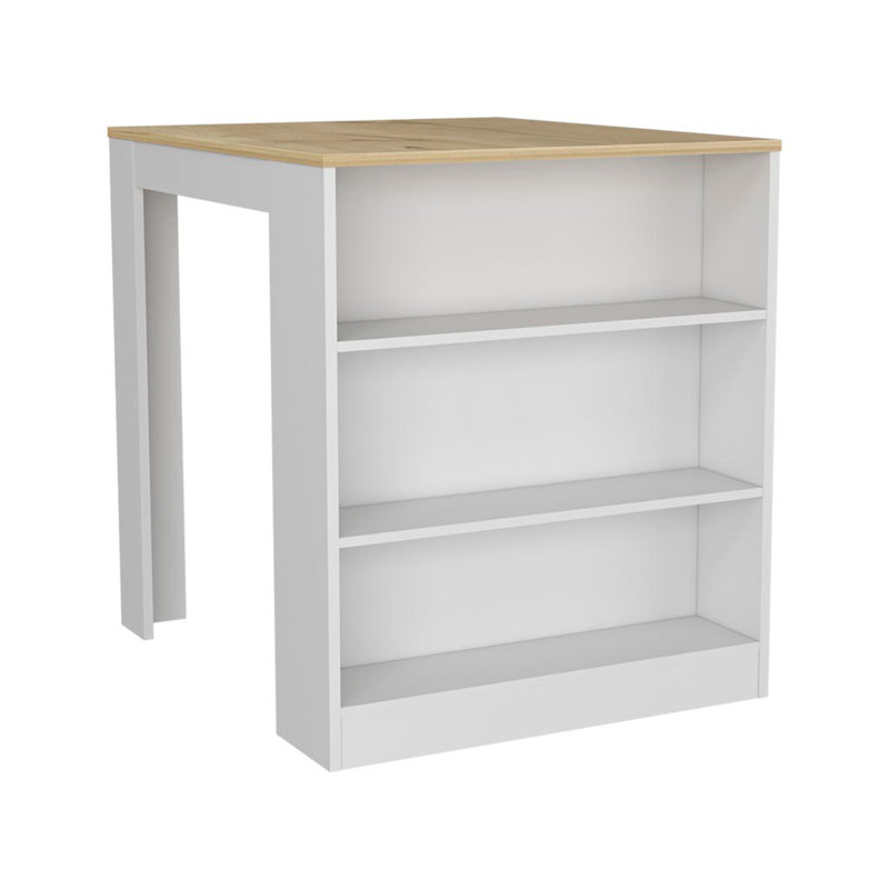 Kitchen Counter Dining Table Toledo, Kitchen, White / Light Oak, White