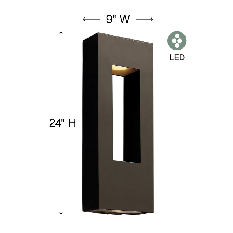 Atlantis 2 Light Outdoor Sconce, 25" H x 9" W, Bronze, LED