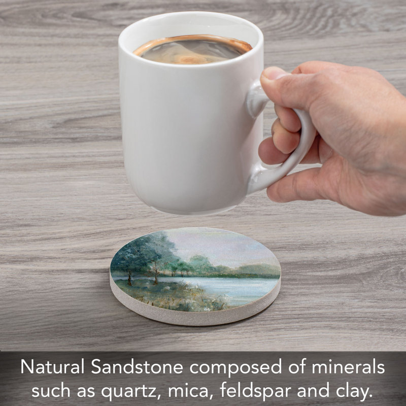 Tranquil Landscape Single Round Sandstone Coaster Create Your Own Set