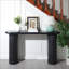 Table basse moderne noire, console cannelée de 56 po de largeur pour le salon / couloir, peu encombrante Facile à nettoyer