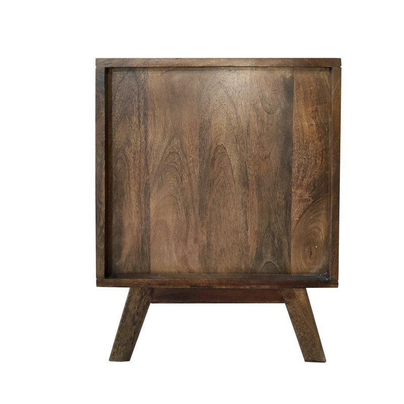 Crowell 40cm W Solid Wood Bedside Table, Walnut