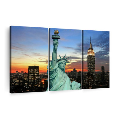 " Statue Of Liberty And Skyline " 3 - Pieces