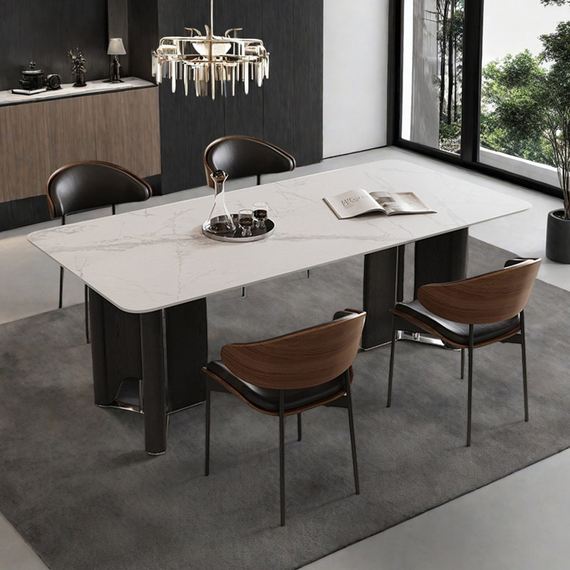 Ensemble de table de salle à manger simple en acier inoxydable, H 29,52 po x L 86,61 po x l 39,37 po
