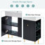 Meuble-lavabo noir 21,6 po, armoire combinée, meuble de rangement pour salle de bain, lavabo simple en céramique, rangement à droite-116234265