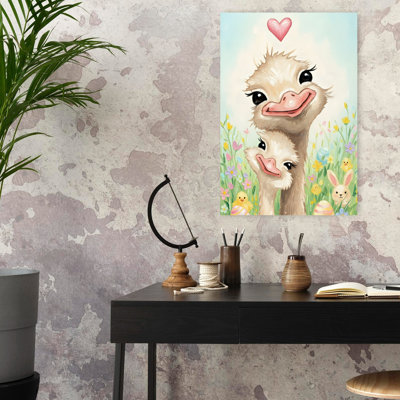Art mural décoratif contemporain fantaisiste avec amour d'autruche