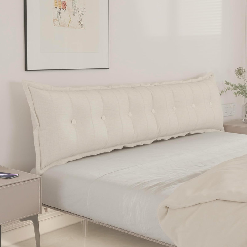 Coussin de siège de tête de lit capitonné à dossier Sit-up Back Comfort, Très grand lit, Blanc