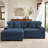 2 - Piece Upholstered Navy Corduroy Modular Sectional Sofa with Pillow Back and Solid Wood Legs-137441712-137442055-114543671