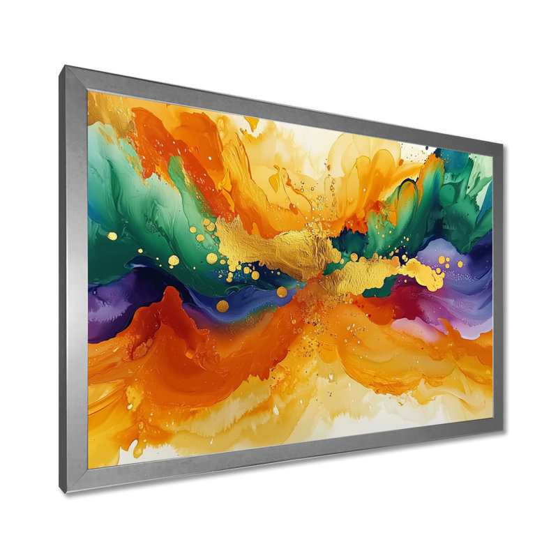 Danse chromatique de l'encre de marbre subtile I - abstrait moderne, art mural large, H 30 po x l 40 po, Cadre simple