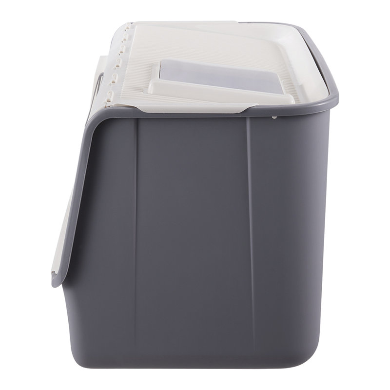 Boulmane PP Litter Box with Scoop, White/Grey