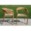 Estate 7 pièces Ensemble de salle à manger rond en teck et pierre avec chaises empilables en osier-1959656691-1959656692