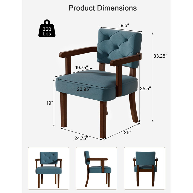 Chaise longue rembourrée en velours côtelé de 19 po de hauteur (ensemble de 2), Bleu