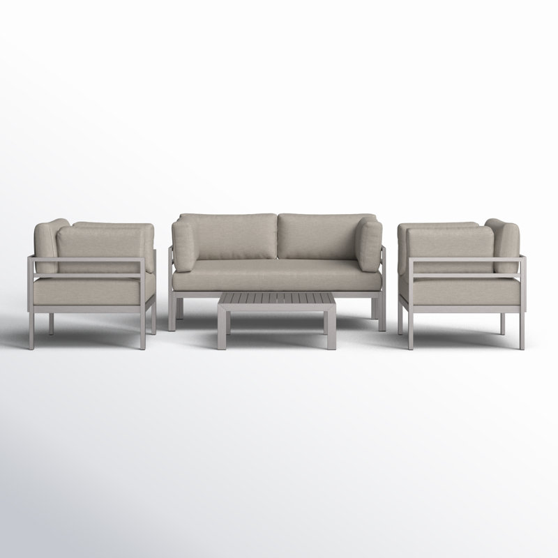 angea Home Novae 4-Person Aluminum Outdoor Conversation Set with Quick-Dry Cushions – Modern Patio Seating with Large Comfortable Cushions & Easy Assembly