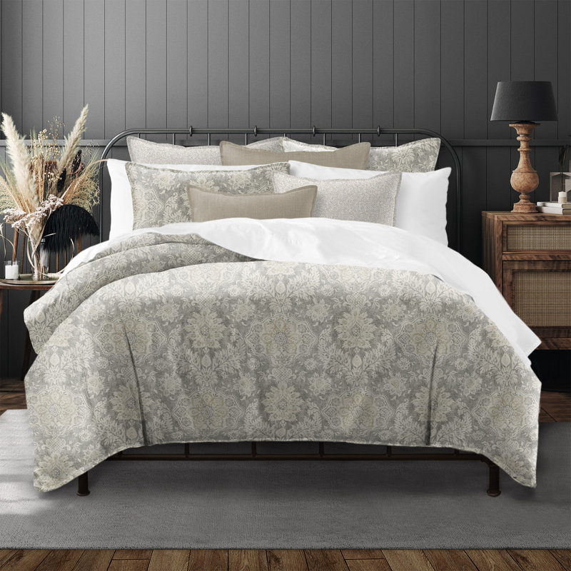 Indali Taupe Standard Cotton 3 Piece Duvet Cover Set, Super Queen Duvet Cover + 2 Standard Shams