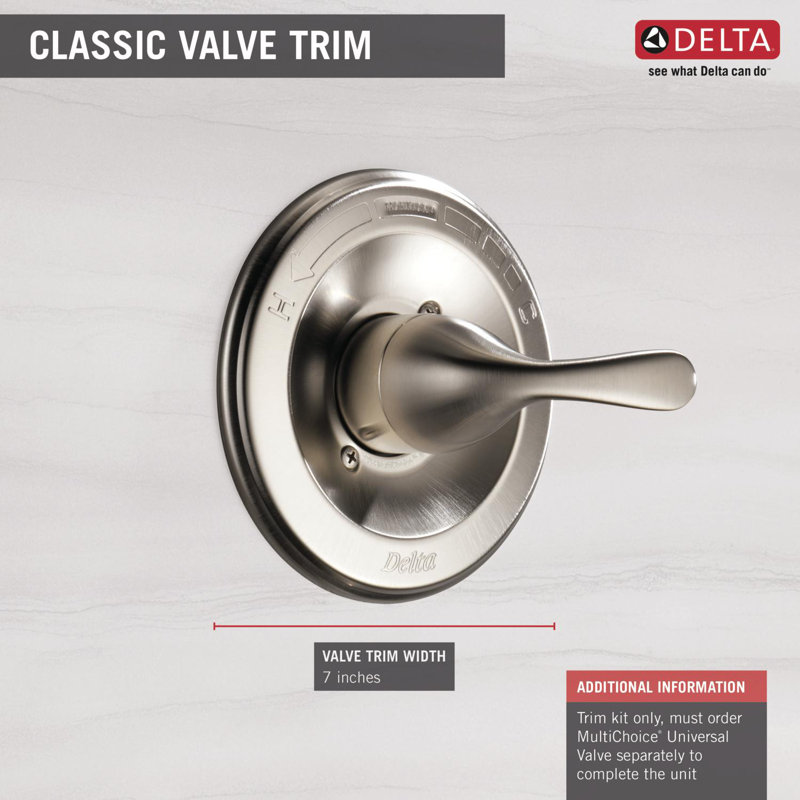 Classic Single-Function Valve Trim Kit, Shower Handle Trim kit, Brilliance Stainless