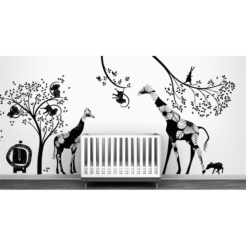 Décalcomanie murale jungle baby, Noir