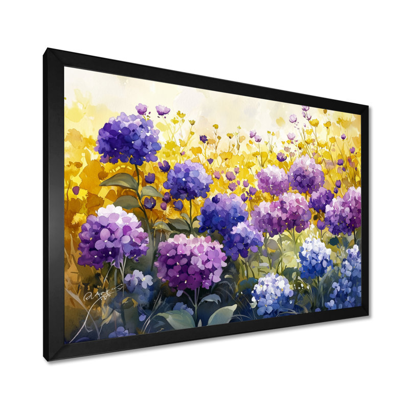 Hortensia d'été Iftu en fleurs dans la prairie I - hydrangées, décoration murale, Reproduction encadrée d'une seule photo