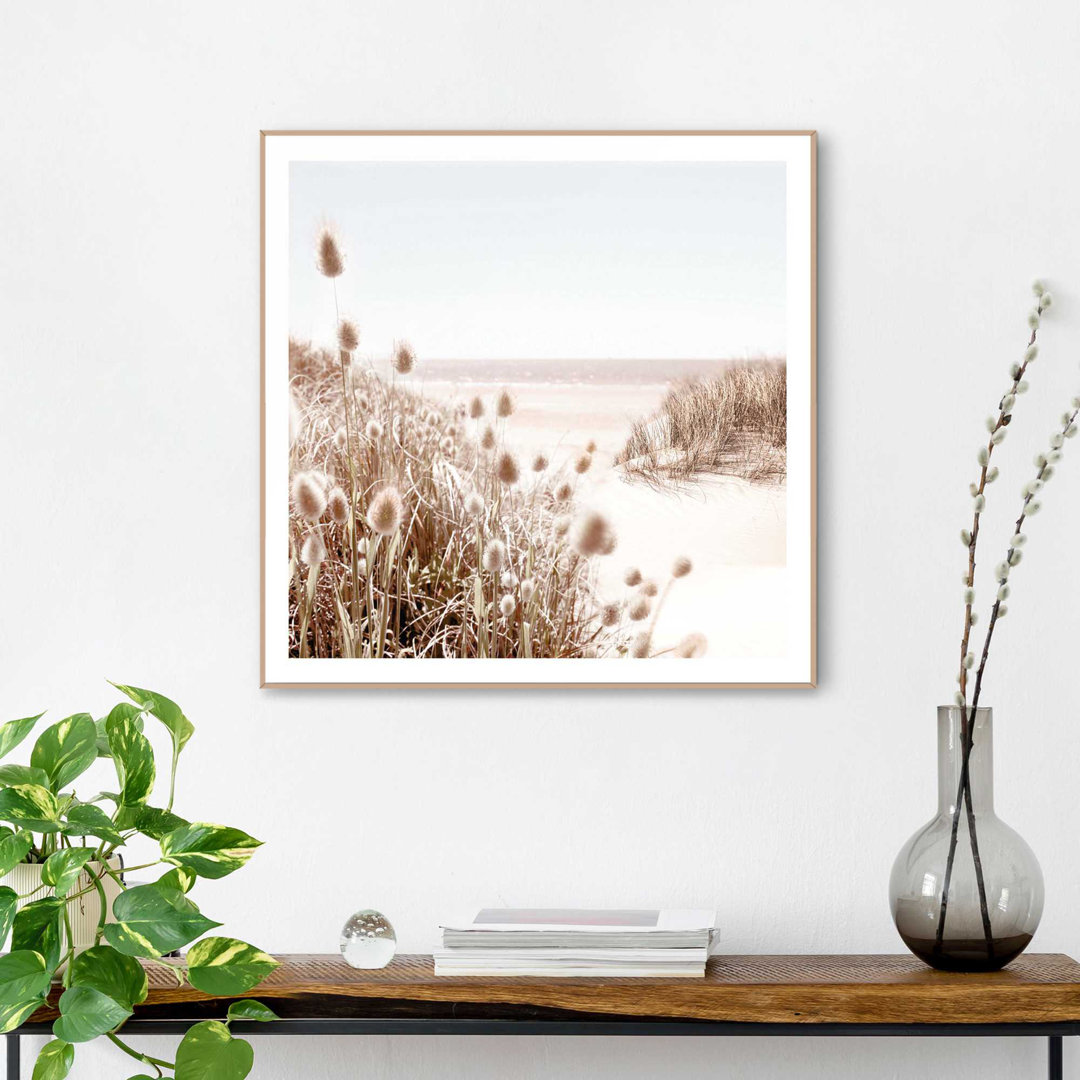 Gerahmtes Bild Slim Frame Strand Gras - Meer - Ruhe