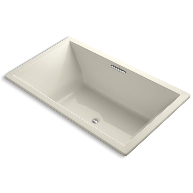 Underscore 60" x 32" Drop In Soaking Acrylic Bathtub, Almond, 23" H x 42" W x 72" D