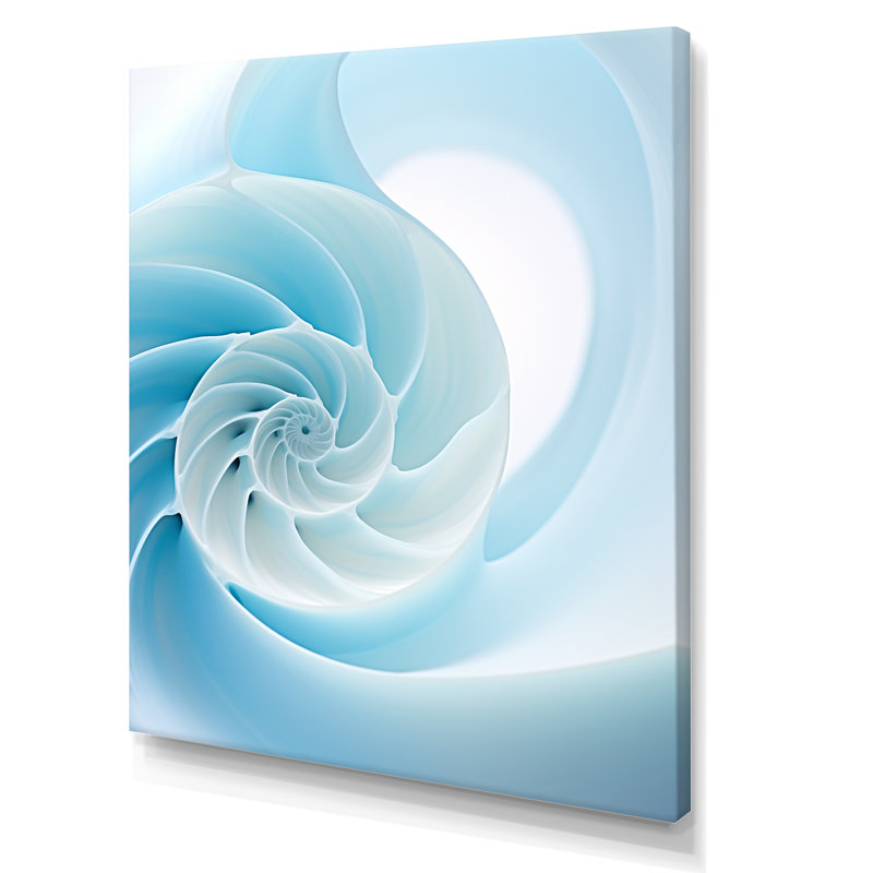 Abîme azur, Nautilus spirale sur toile, H 32 po x l 16 po x P 1 po, Toile tendue