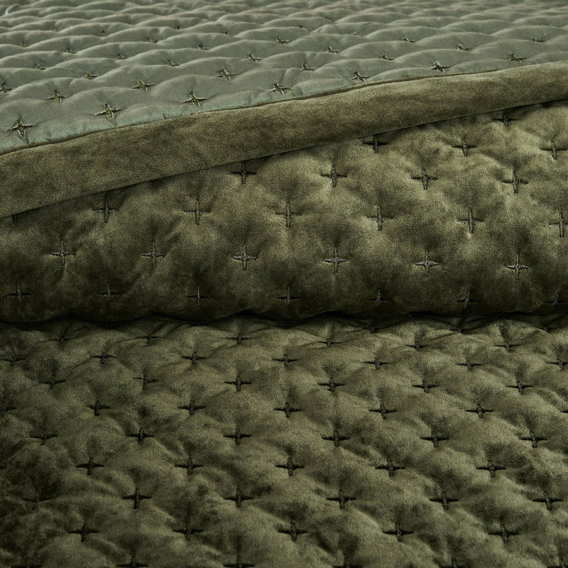 Ensemble de literie King, couvre-lit matelassé en velours vert pour chambre moderne