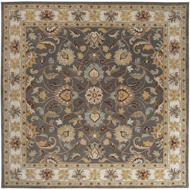 Arden Hand Tufted Wool Floral Indoor Rug, Square 4'