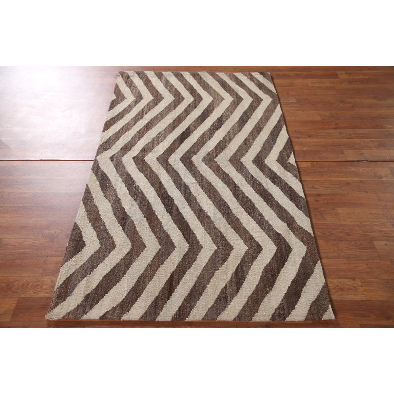 Tapis à motif de chevrons style oriental Kilim 3 x 5