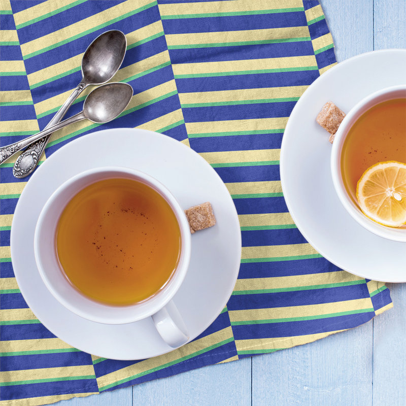 Jaya Tea Towel Kitchen Towel, Dark Blue/Yellow, Cotton Twill